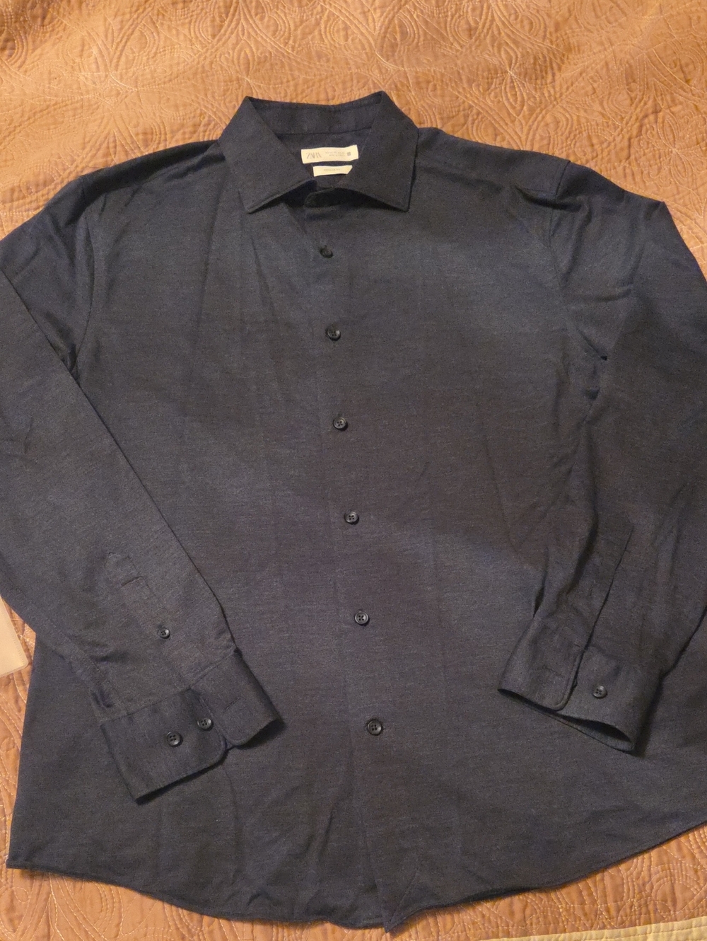 Zara Men's Dark Gray Button-Down Dress Shirt - Regular Fit